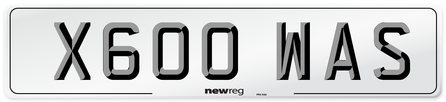X600 WAS Number Plate from New Reg